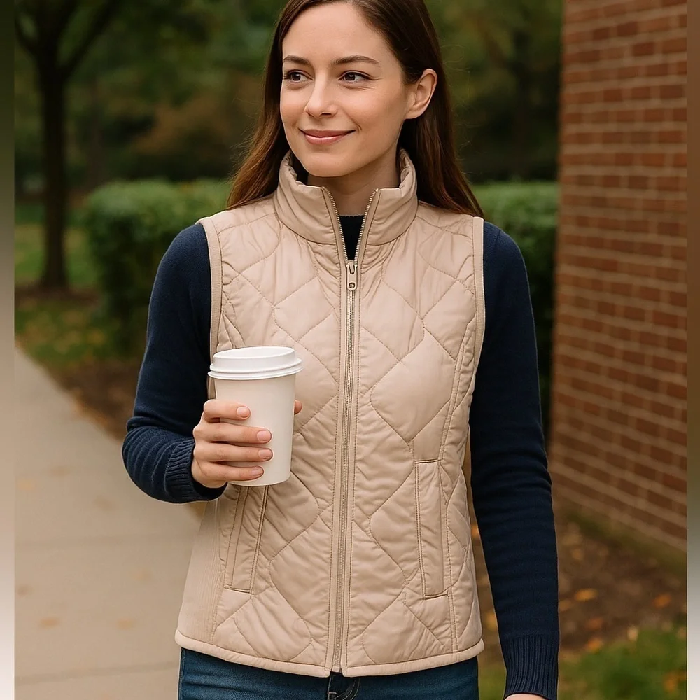 J. Crew Light Blush/tan  Quilted Vest Aize XS